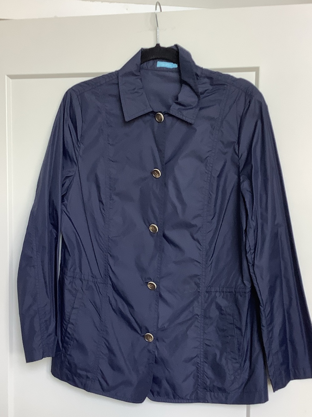 Women's Navy Single-Breasted Trench Jacket